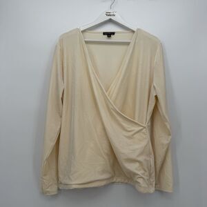 J.Crew Mercantile Pale Yellow Velvet Long Sleeve Top Size XXL